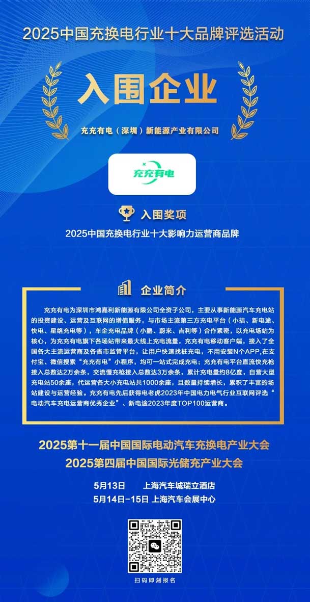 实力登榜！云顶集团携手充充有电入围2025中国充换电行业十大品牌评选(图2)
